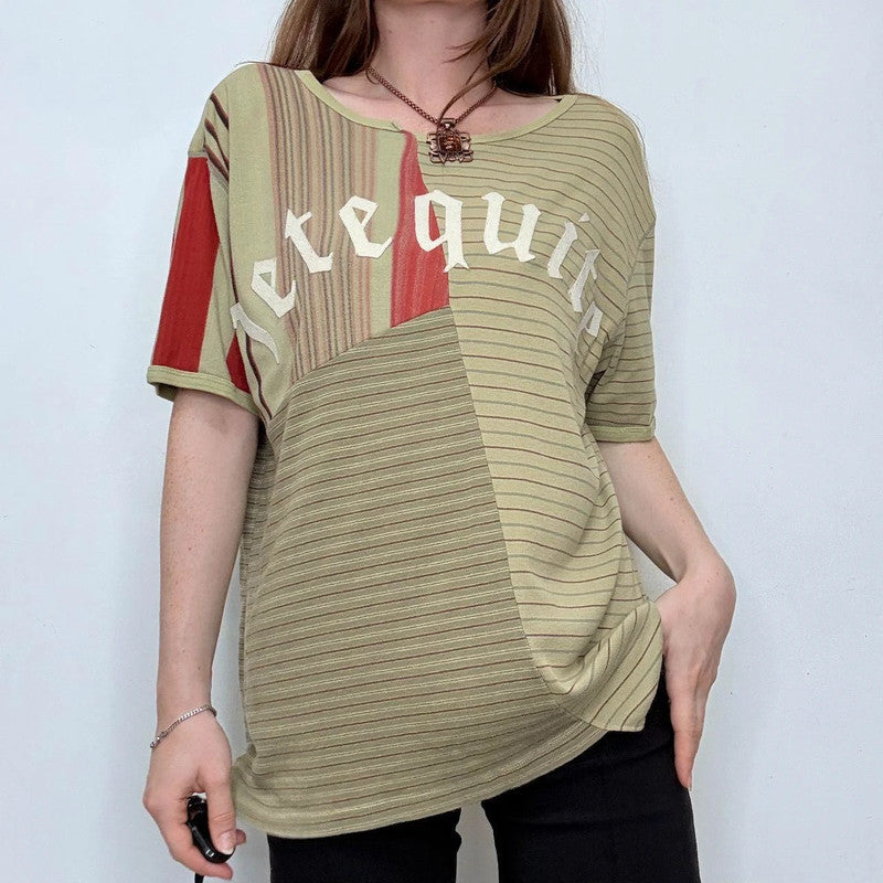 Custo Barcelona pinstripe khaki t-shirt
