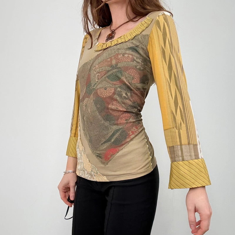 *Save the Queen* khaki lace patterned top