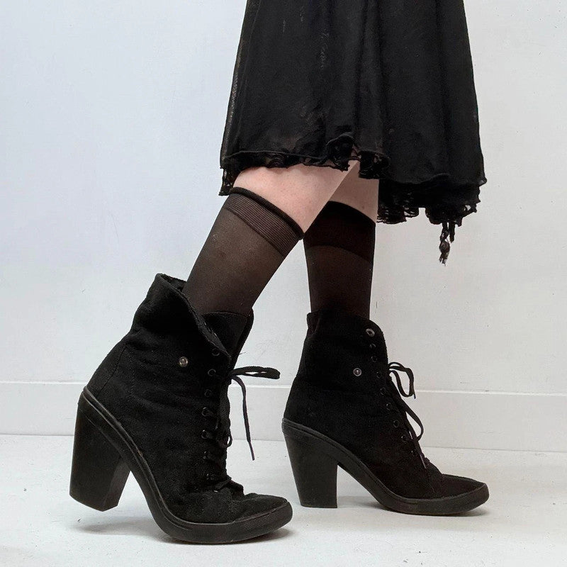 black pointed gothic grunge boots
