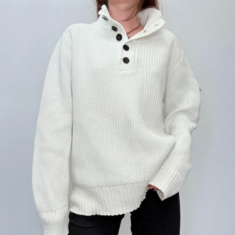white chunky knitted oversized jumper