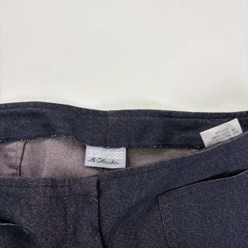 dark denim flared patch pocket trousers