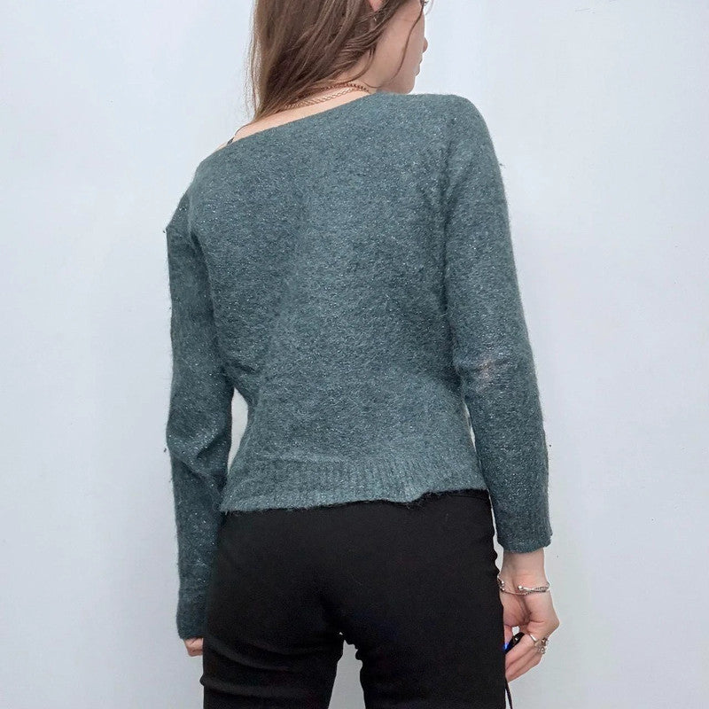 slash neck mohair knit jumper