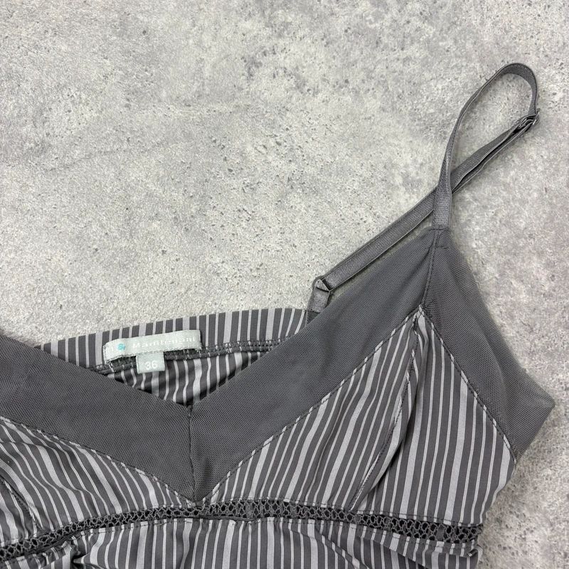 grey pinstripe cami fitted jersey vest top