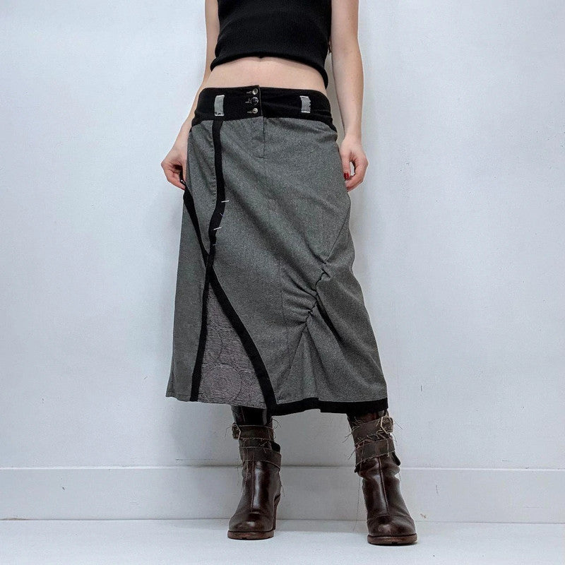 grey preppy asymmetric office skirt