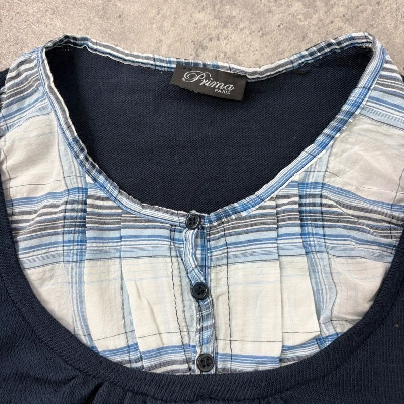 navy layered shirt jumper