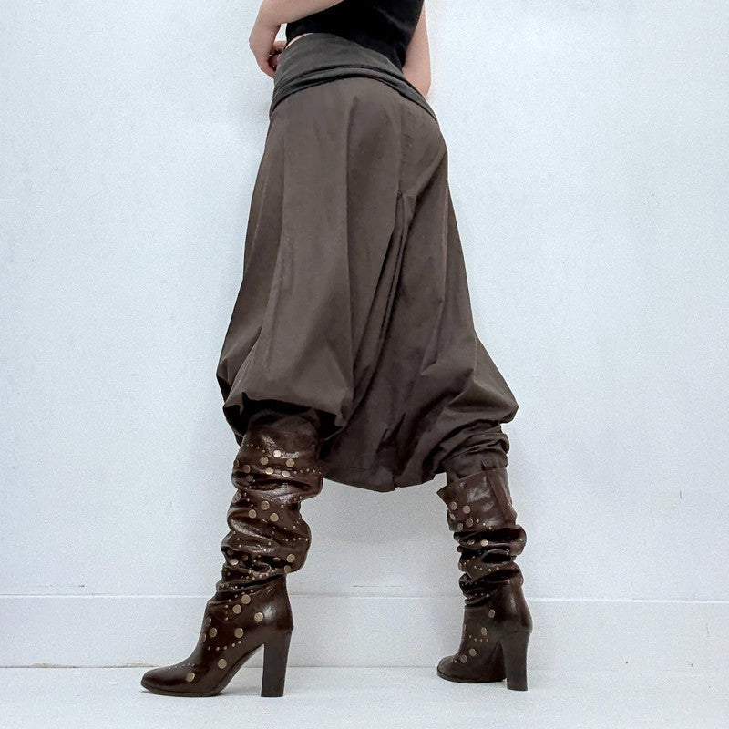 Cop Copine brown drop waist batwing slouchy trousers