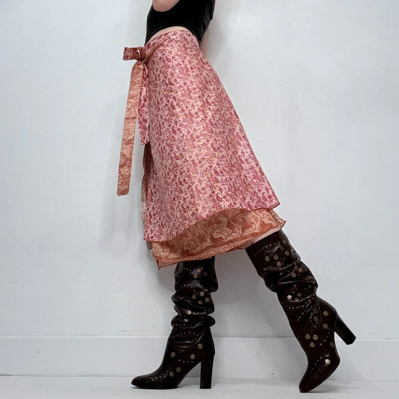 silk floaty paisley silk boho wrap skirt