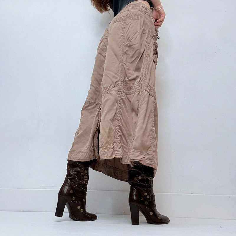 tan cargo maxi skirt