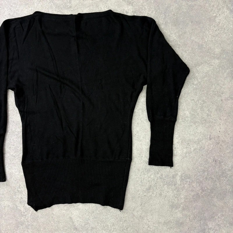 slouchy batwing slash neck ribbed jumper