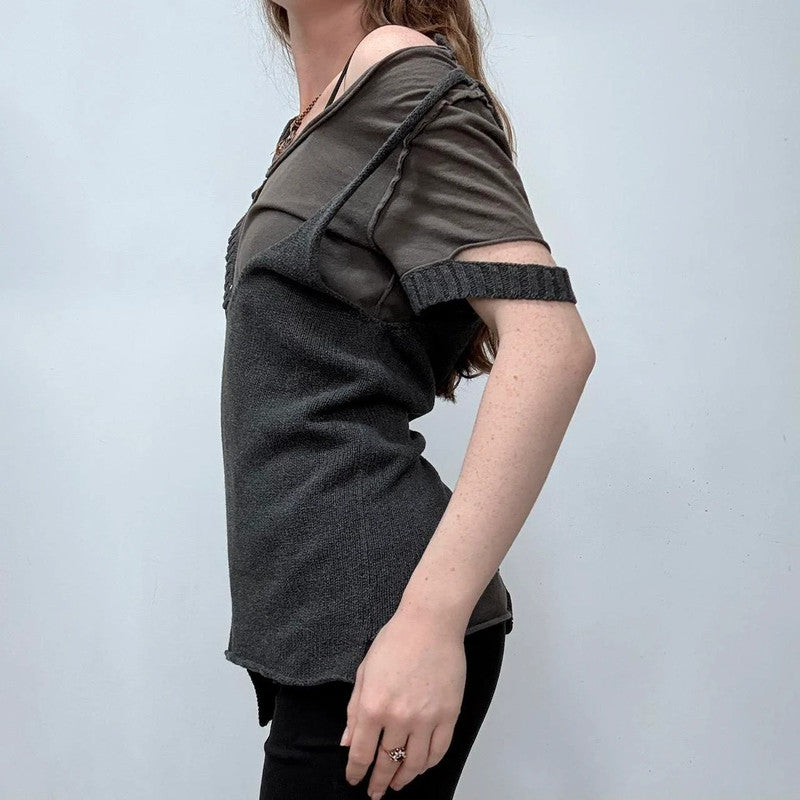 asymmetric ribbed patchwork allsaints top