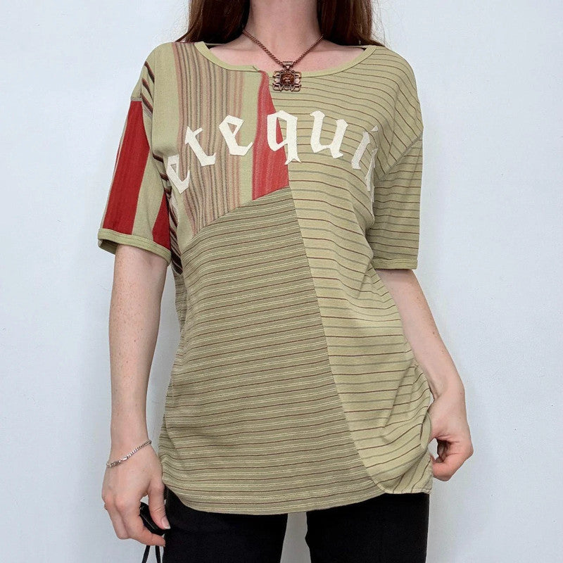 Custo Barcelona pinstripe khaki t-shirt