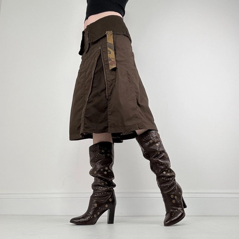 brown stuctured utility skirt
