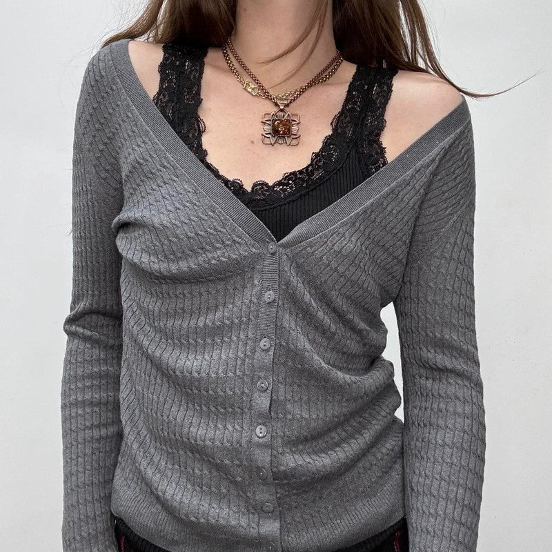 grey slouchy cable knit cardigan