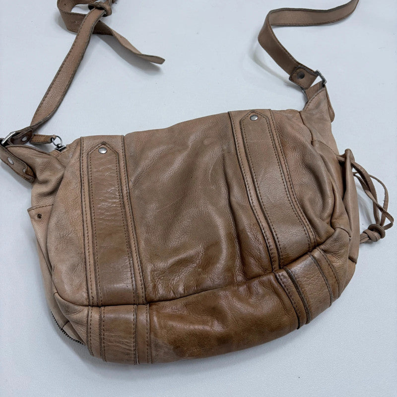 tan leather zip city bag