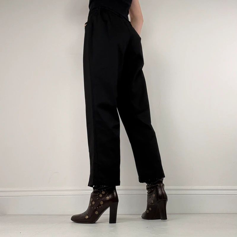 black asymmetric button grunge trousers