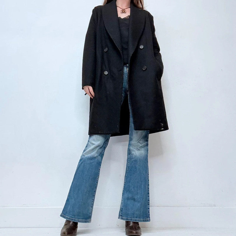 black wool allsaints slouchy peacoat