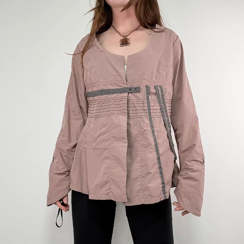pink structured flared engineered shirt