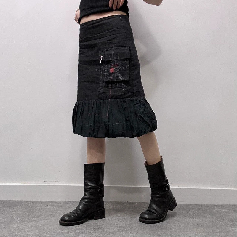 black cargo puffy grunge skirt