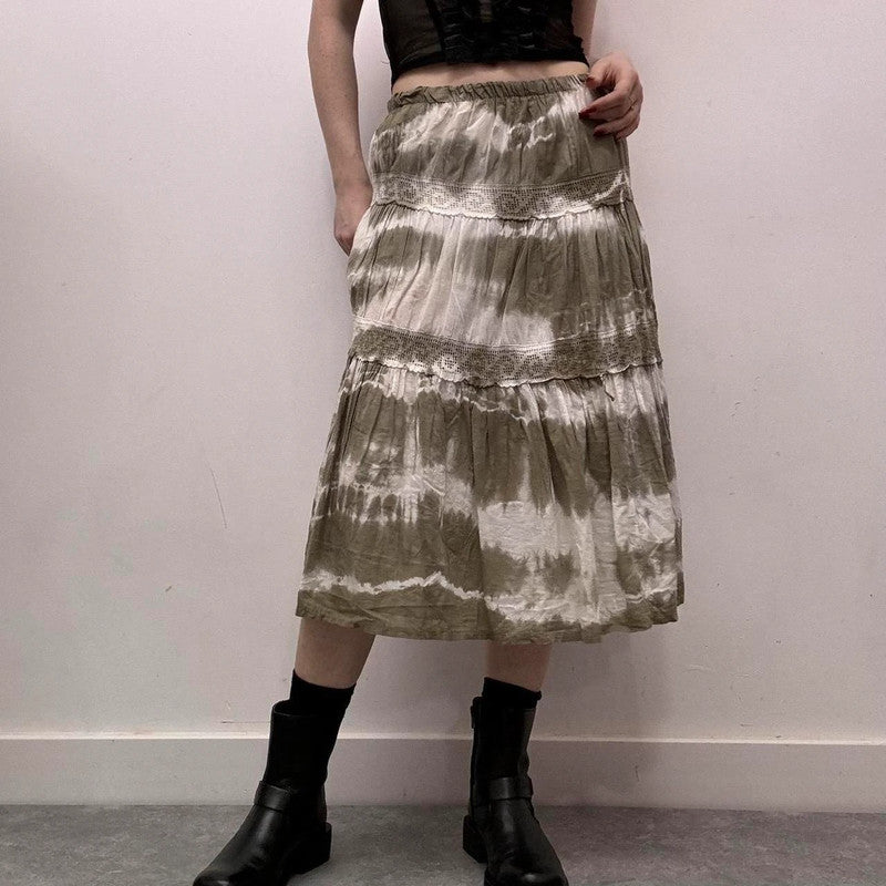 Distressed lace boho skirt