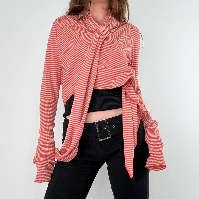 slouchy striped wrap cardigan