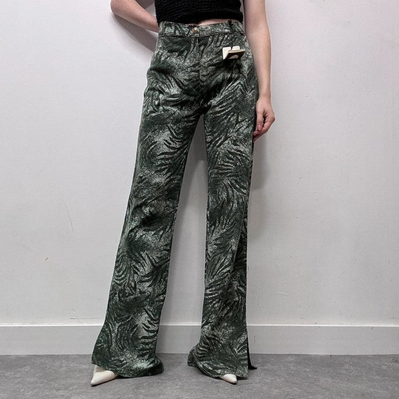 90s patterned flared bootcut jeans