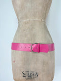 Pink leather chunky thick belt