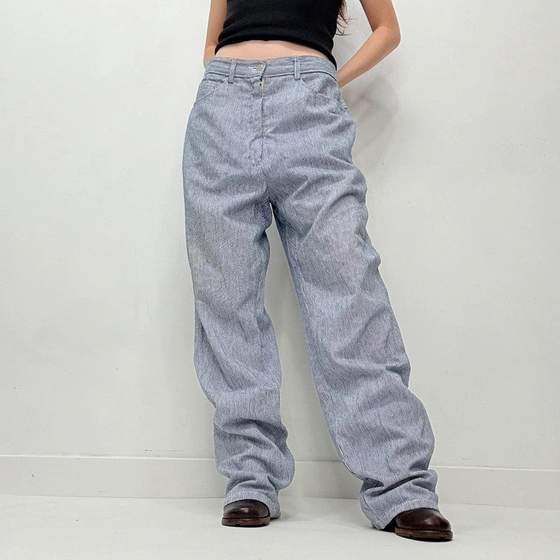 slouchy baggy pinstripe jeans