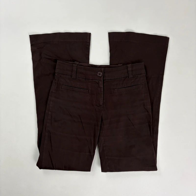 Brown flared pocket front trousers