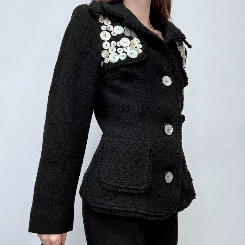 black mother of pearl button jacket