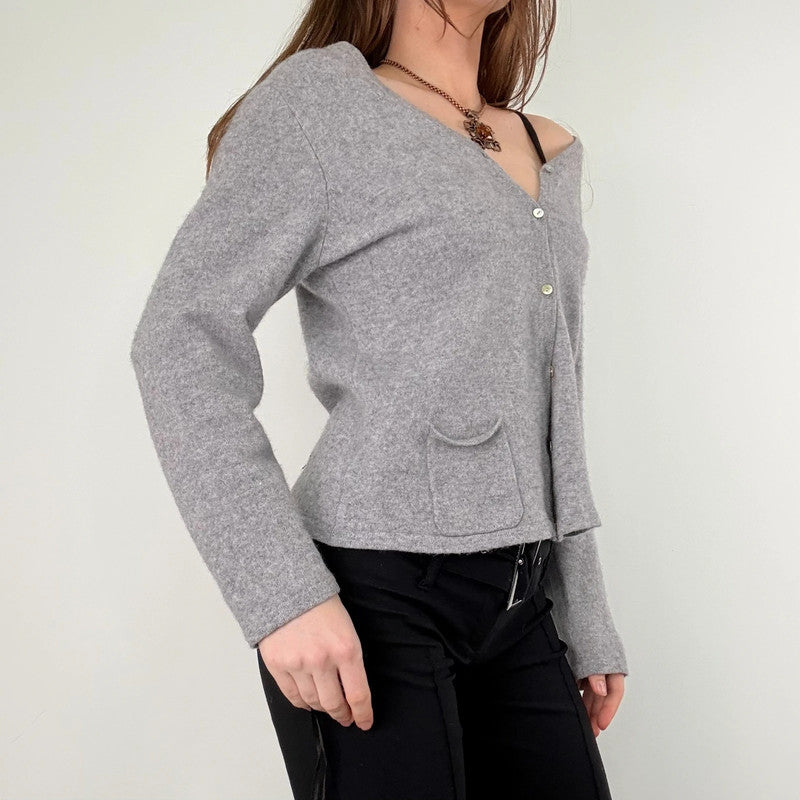slouchy grey cashmere cardigan