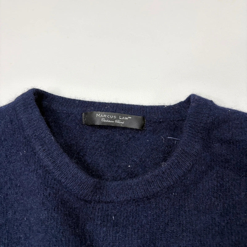 Navy blue cashmere knit crewneck jumper