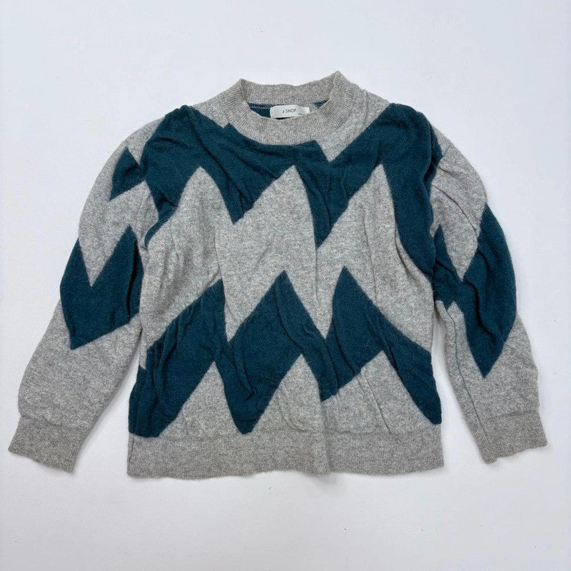 grey structured gathered wool jumper