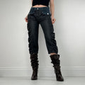gathered cinched denim cropped pants