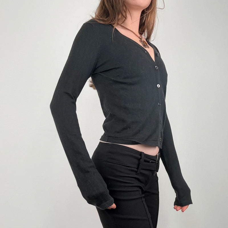 black cropped button cardigan