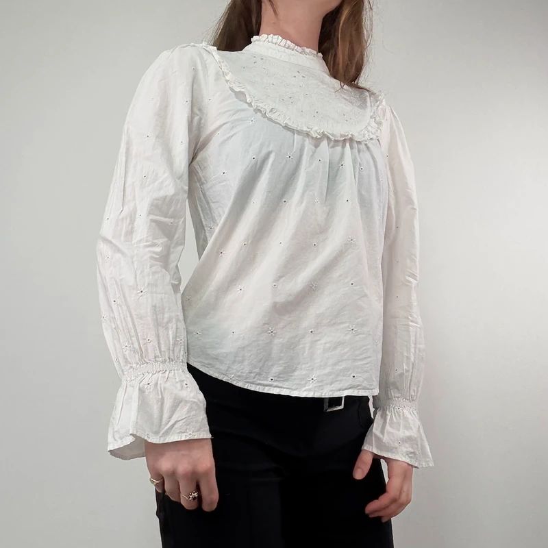 White Lace Cotton Edwardian style Shirt