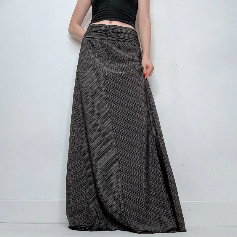 black pinstripe long maxi skirt