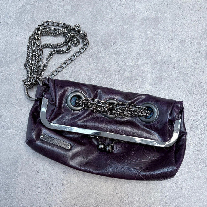 chain strap mini grunge clutch bag