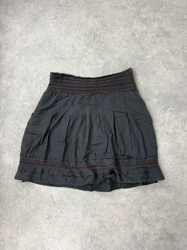 Blue low-rise drop-waist navy sheer midi skirt