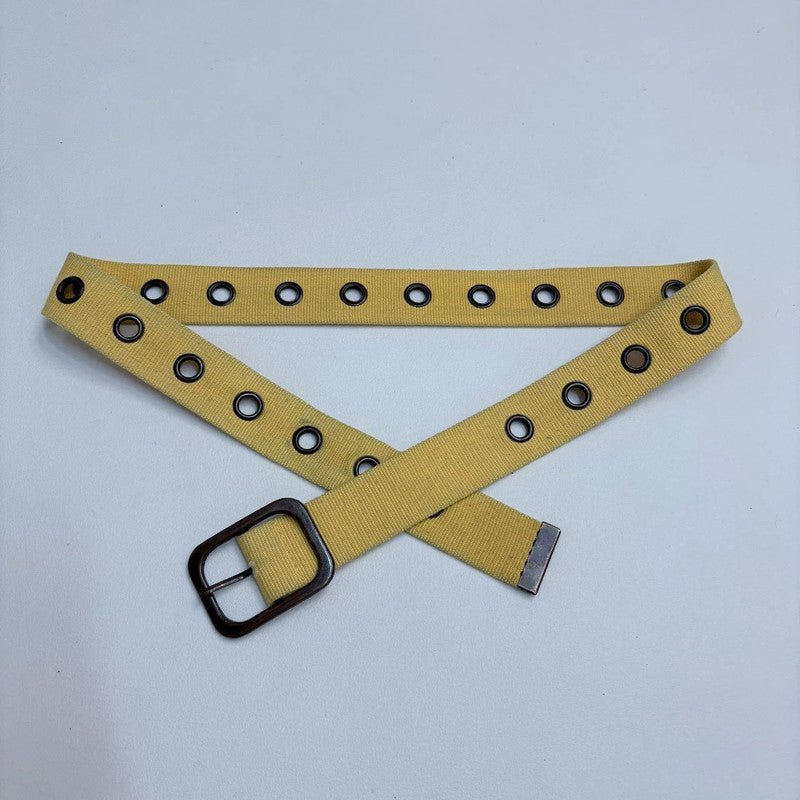 Canvas eyelet yellow buckle belt