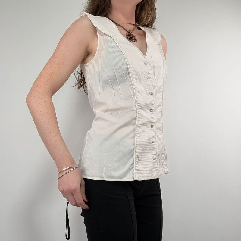 white cotton pleated blouse