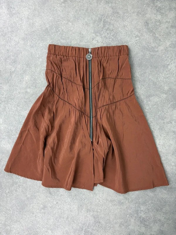 Cop Copine gathered ruched orange midi skirt