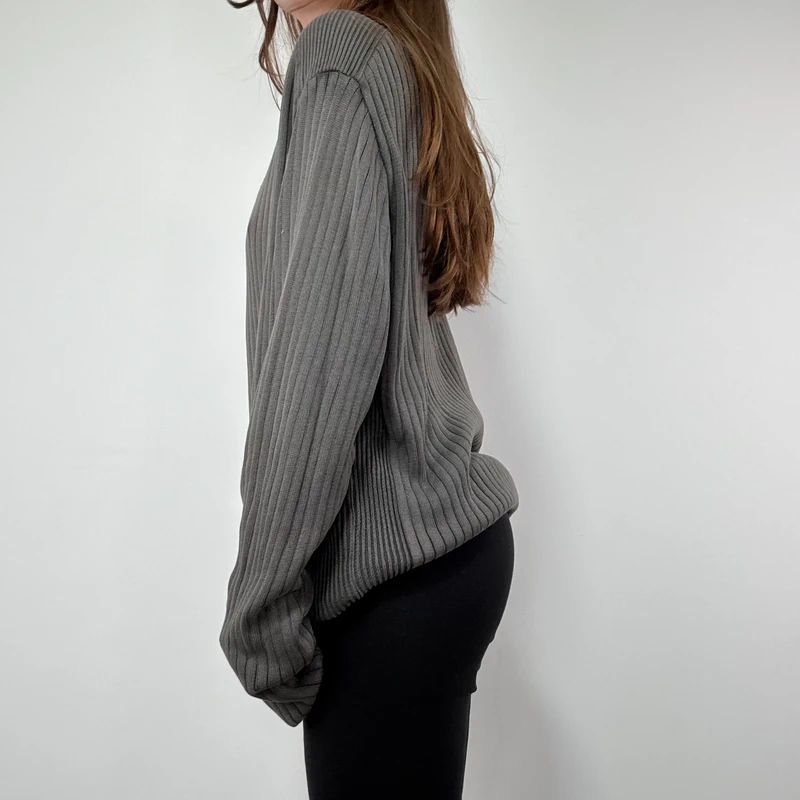 Ribbed Slouchy Distressed Jumper
