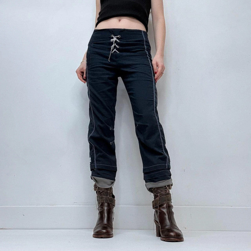 low-rise corset cropped pants