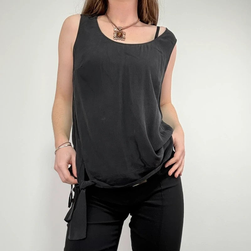 slouchy Silk allsaints asymmetric black vest