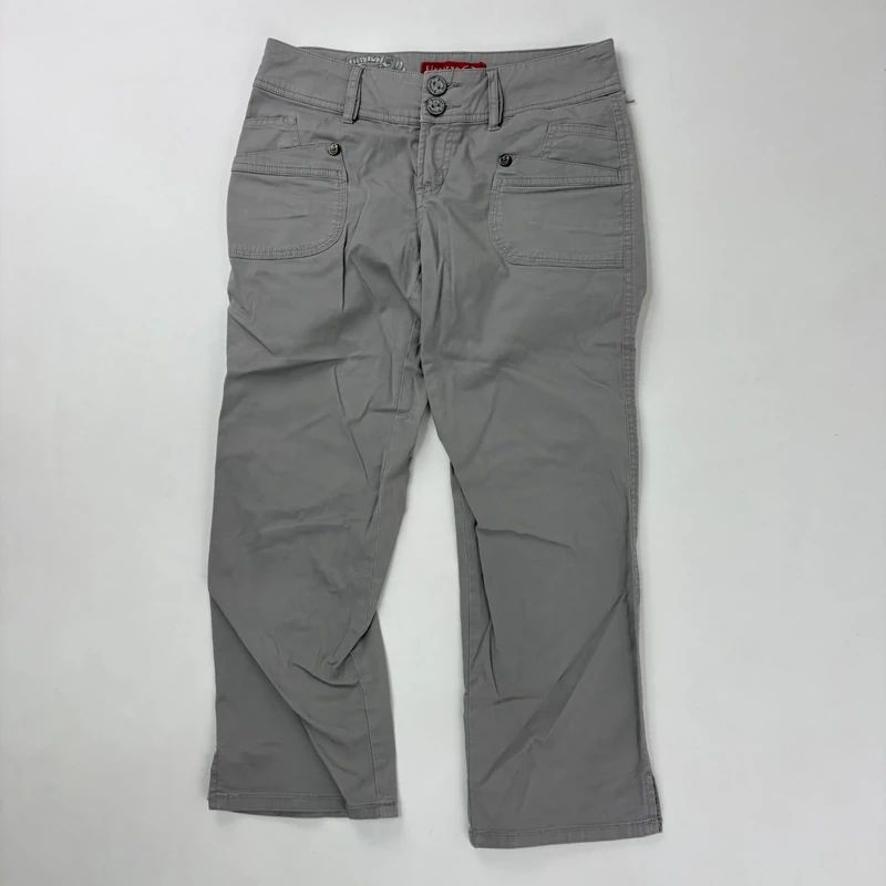cropped khaki capri trousers