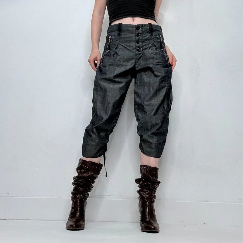 high rise corset style puff trousers
