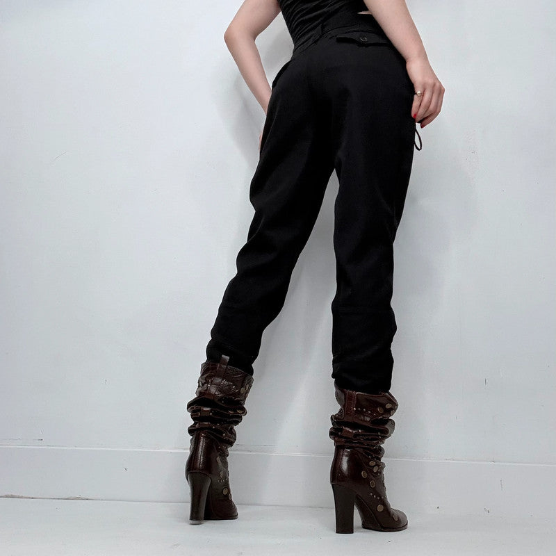 Black gothic regency style button up capri pants