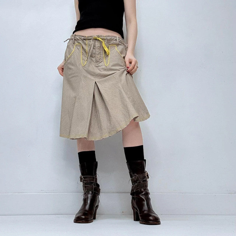 pinstripe pleated midi skift