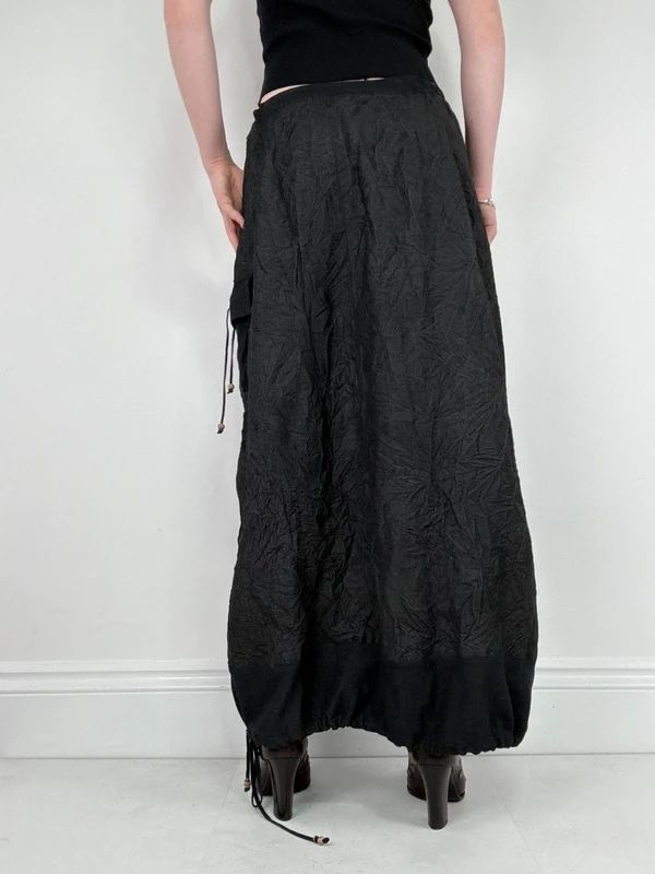 distressed black grunge maxi cargo skirt
