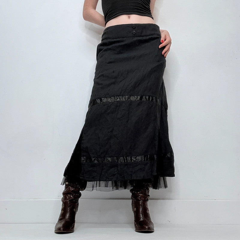 black lace gothic fairy maxi skirt